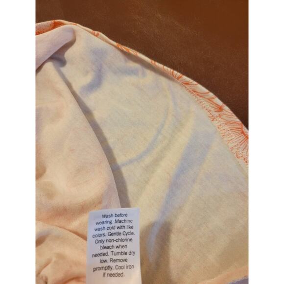 NEW SO 90s Cami Slip Top Peach Floral Print Ruffle Smocked Junior's Size 2XL - Picture 9 of 10